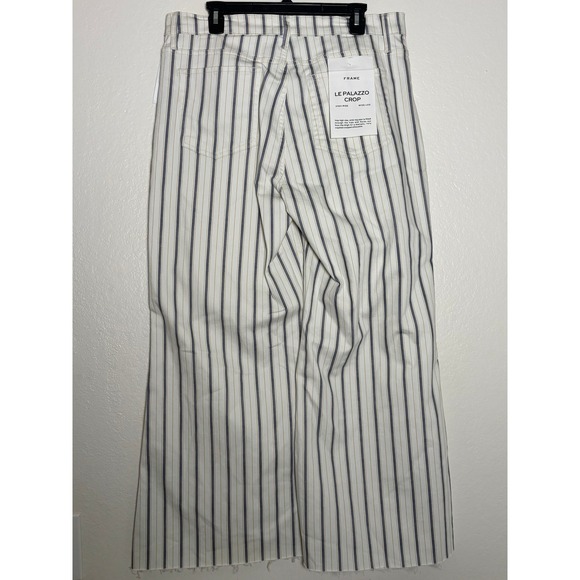 NEW FRAME Le Palazzo Striped Raw Wide Leg Jeans in Indigo Multi Size 32/14 - Picture 6 of 7